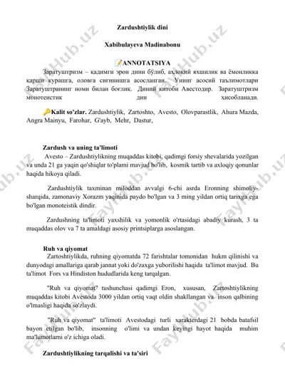 zardushtiylik dini — DOCX