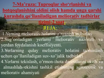 tuproqlar sho‘rlanishi va botqoqlanishini oldini olish — PPTX
