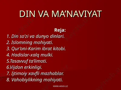 din va ma'naviyat — PPT