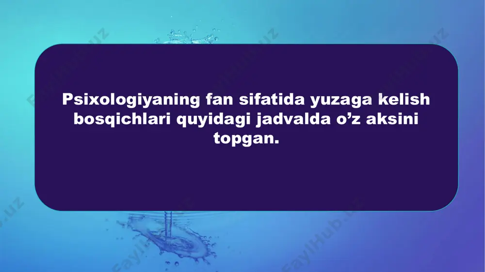 a qancha murakkabroq tuzilgan bo’ladi. odam miyasi hajmi jihatidan ham katta. agar maymun miyasining og’irligi 400-500 g bo’lsa, odam miyasining og’irligi o’rta hisobda 1400 g dir. professor v.m.karimova fikricha psixika - inson ruhiyatining shunday holatiki, u tashqi olamni (ichki ruhiy olamni) ongli tarzda aks ettirishimizni, ya'ni bilishimiz, anglashimizni ta'minlaydi psixika bu aks ettirishdir. jonli va jonsiz tabiatda aks ettirishning o’ziga xos usullari mavjud. aks ettirish jarayonini quyidagicha ifodalash mumkin. professor m.g.davletshin fikricha, psixika deganda - oliy darajadagi materiyaning (miyaning) xususiyati tushunilib, u ob'ektiv borliqni aks ettirilishida namoyon bo’ladi, sub'ekt faoliyatini ma'lum maqsad asosida yo’naltiradi hamda xulq-atvor negizida shakllanadi, professor v.m.karimova fikricha psixika - inson ruhiyatining shunday holatiki, u tashqi olamni (ichki ruhiy olamni) ongli tarzda aks ettirishimizni, ya'ni bilishimiz, anglashimizni ta'minlaydi jonsiz materiya uchun aks ettirishning mexanik, kimyoviy va fizik turlari xosdir. masalan, ko’zguning aks ettirishi, suvdagi ta'sir va boshqalar. jonli materiya uchun aks ettirishning fiziologik, psixik aks ettirish turlari …
