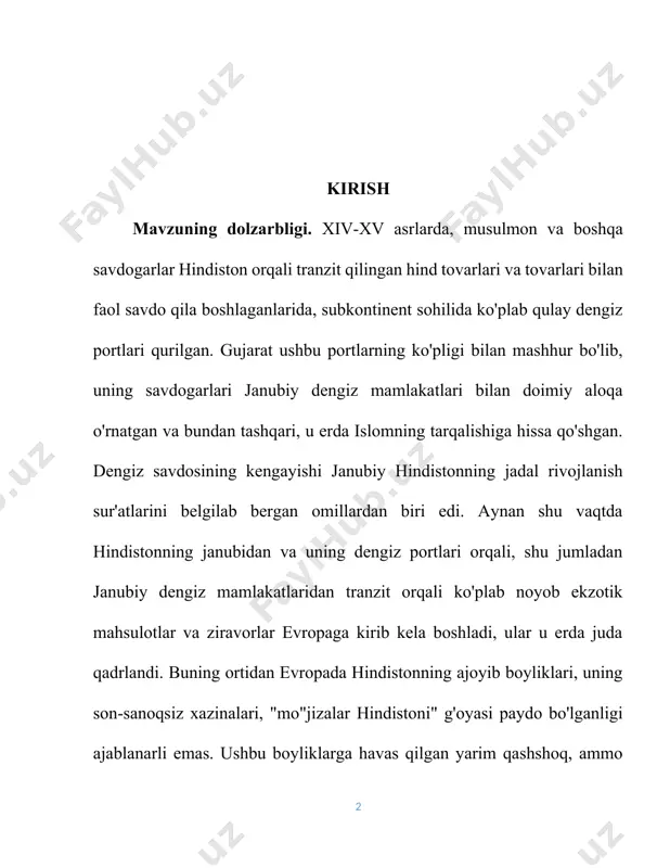 qila boshladilar. ushbu ekspeditsiyalardan biri natijasida amerika ham kashf etilgani ma'lum. boshqa ko'plab odamlar hindistonga etib kelishdi.[footnoteref:1] [1: а. в. занадова и е. п. прохорова. глазами дрозеи. русские об индине. коллекция. соц. м.1957. стр 87] hindistonga etib kelgan evropaliklar, birinchi navbatda portugallar, xv-xvi asrlarning boshlarida boshladilar. savdo yo'llari va savdo-sotiqni nazorat qilishni o'z qo'llariga to'plash, keyin ko'plab omborlar va faktoriyalar qurish, yangi aholi punktlari va portlarni yaratish, hatto mahalliy hukmdorlarning siyosiy kurashlariga faol aralashish. portugallardan keyin dunyoning ushbu mintaqasida gollandiyaliklar paydo bo'ldi, ammo ular tez orada o'zlarining sa'y-harakatlarini gollandiyalik hindiston, ya'ni indoneziya orollari deb ataladigan ziravorlarga boy resurslardan foydalanishga qaratdilar. shundan so'ng, frantsuz va inglizlarning navbati keldi, qolganlarini hisobga olmaganda, ular kamtarona pozitsiyalarni egalladilar. hindiston va unga tutash osiyo hududlarini mustamlaka qilish davri boshlandi. kurs ishining maqsad va vazifalari. mazkur ishning asosiy maqsadi, hindistonda angilya hukumatini o’rnatilishi o` masalalarni o`rganib, ularga xolisona baho berishdir. kurs ishining mavzusidan kelib chiqib, quyidagi …