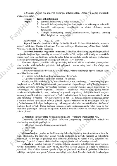 jarrohlik infeksiyasi — DOCX