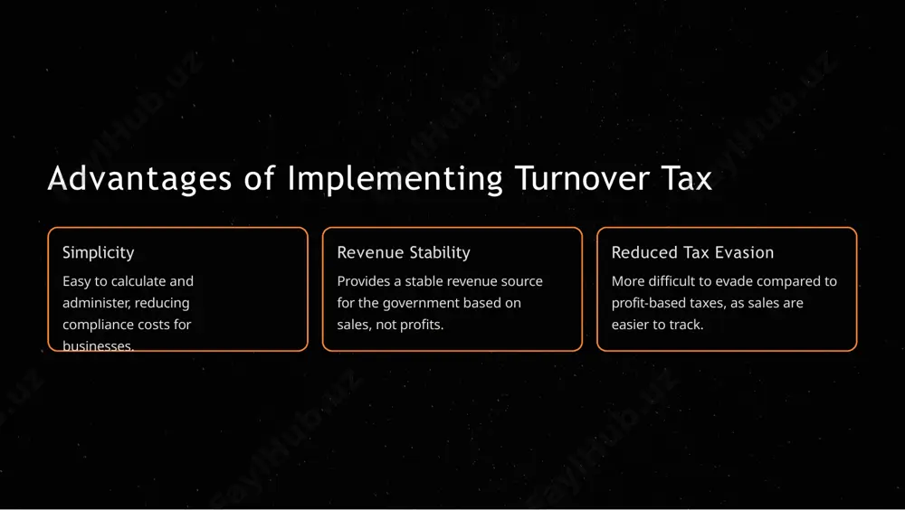on their profit margins. turnover tax for small enterprises: small businesses with turnover below a certain threshold can opt for a simplified tax regime, paying a fixed percentage on gross revenue, simplifying compliance turnover tax for small enterprises: small businesses with turnover below a certain threshold can opt for a simplified tax regime, paying a fixed percentage on gross revenue, simplifying complianc image2.png image3.jpg image4.jpg image5.png image6.jpg image7.png image8.png image9.jpg image10.jpg image11.jpg image12.png image1.png
