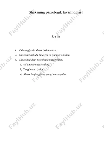 shaxsning psixologik tavsifnomasi — DOC
