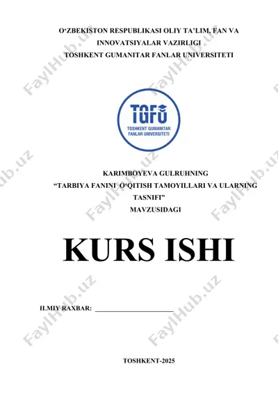 tarbiya fanini o‘qitish tamoyillari va ularning tasnifi — DOCX