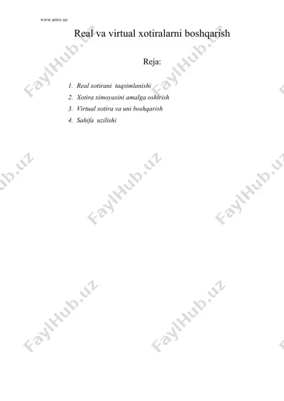 real va virtual xotiralarni boshqarish — DOC
