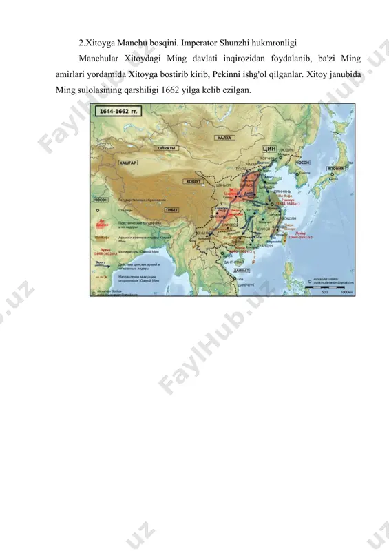 10. tashqi hududlar xonligi - sin ichki osiyo davlat boshqaruvi tizimi tashqi hududlar xonligi mo'g'ul knyazliklari, turkestan beklari, tibet adiblari va boshqalarni nazorat qilish uchun mo'ljallangan maxsus tuzilma edi. 11. 1870 — 1880-yil ma'muriy islohotlar oldida sin davlati tashqi hududlar xonligi mo'g'ul knyazliklari, turkestan beklari, tibet adiblari va boshqalarni nazorat qilish uchun mo'ljallangan maxsus tuzilma edi. 12. turg'unlik inqirozga aylanadi aholi sonining o'sishi (300 mln.gacha), haddan tashqari harbiy xarajatlar va korruptsiya xviii asr oxirida imperiyaning to'xtab qolishiga olib keldi. xix asr boshlarida ko'plab isyonlar boshlandi 13. xix asr o'rtalarida inqiroz angliya bilan ikkita muvaffaqiyatsiz opium urushi (ikkinchisi ham fransiya bilan bo'lgan) va bir qator isyonlar (ularning eng kattasi taiping edi) imperiyani qulash ostonasiga olib chiqdi 14. o'z-o'zini oshirish harakati opium urushlari tugaganidan so'ng sin davlati islohotlar jarayonini boshladi. u rus fanida "o'z-o'zini mustahkamlash" harakati (yoki "tashqi ishlar"ning assimilyatsiyasi uchun), g'arb ilm-fanida esa konservativ tiklanish sifatida tanilgan. tashqi siyosat organlari va …