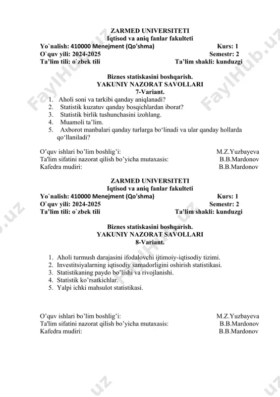 biznes statistikasini boshqarish - Page 4