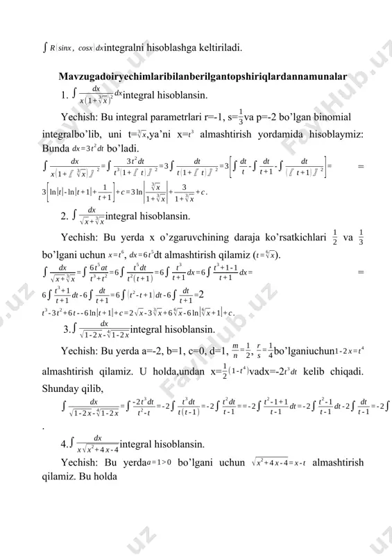 irratsional funksiyalarni integrallash - Page 4