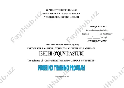 biznesni tashkil etish va yuritish — DOCX
