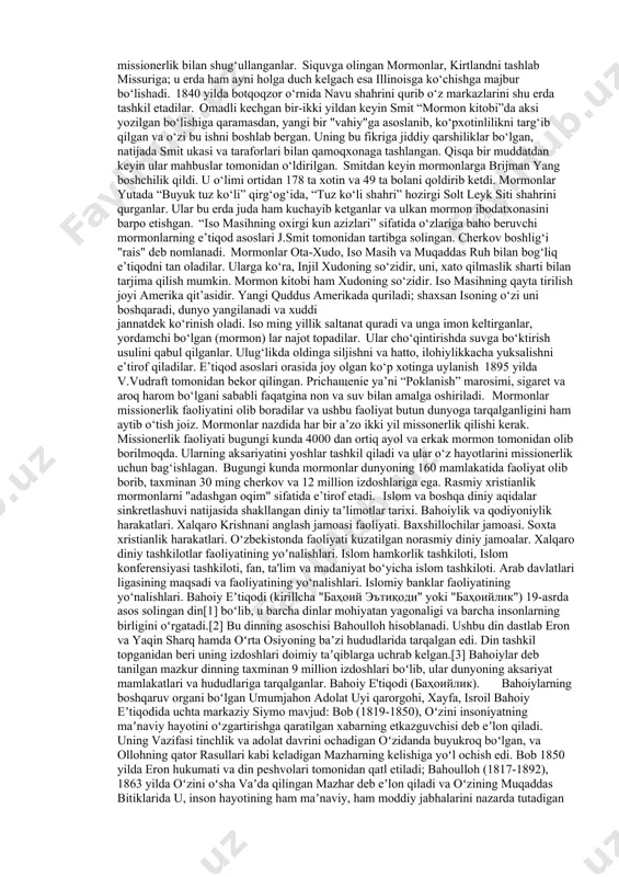 ro‘yxatga olingan. "iegovo shohidlari" missionerlikka katta e’tibor beradi. jamoa paydo bo‘lgan davrdan boshlab, asosan uyma-uy yurish va adabiyotlar tarqatish bilan o‘z izdoshlarini ko‘paytirishga harakat qiladi. ayrim ma’lumotlarga ko‘ra, hozirgi kunda iegovochi missionerlarning soni 700 mingdan ortiq kishini tashkil etadi. jamoa rahbariyati tomonidan missionerlarni tayyorlash ishlariga katta ahamiyat beriladi. aqshning nyu-yok shahrida, jamoaning bosh ofisi bilan bir joyda "galaad" nomli missionerlar tayyorlash markazi mavjud. ushbu markazda tashkil etilgan besh oylik kurslarda butun dunyodan kelgan missionerlar tahsil olishadi. missionerlik faoliyatini moliyaviy qo‘llab-quvvatlash va adabiyotlarni nashr etish uchun “qo‘riqchi minora”, “bibliya” va “risolalar jamiyati” tuzilgan. ushbu jamiyat korporasiya deb atalib, bosh qarorgohi tashkilot asosiy binosi bilan bir joyda, aqshning bruklin shahrida joylashgan. korporasiyani etti direktordan iborat boshqaruv kengashi boshqaradi va ular korporasiya prezidentini saylaydilar. hozirgi kunda “iegovo shohidlari” 230 dan ortiq mamlakatda faoliyat olib boradi va dunyo bo‘yicha 111 ta mintaqaviy vakolatxonalarga ega. iegovochilar missionerlikni o‘ziga xos tarzda va tizimli tashkil etganlar. mutaxassislar …