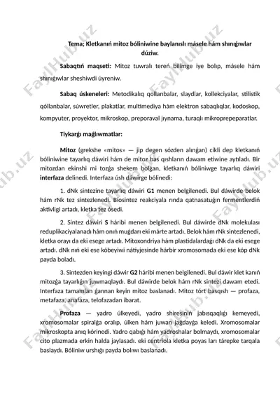 mitoz tez sintezlenedí — DOCX