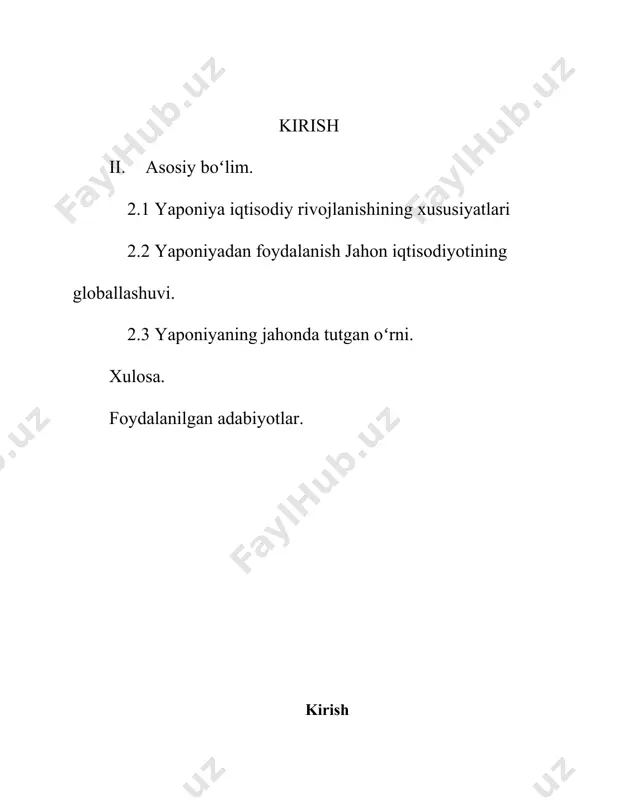 ab yaponiyalik mutaxassislar, iqtisodiyotning jadal o’sishi uchun ishlatiladigan ushbu omillarni to’g’ri tushunish uchun ikkinchi jahon urushi tugashining oxiri, boshlang’ich bo’lib chiqadigan jahon urushining tugashiga qaytishi muhimdir. mamlakatning iqtisodiy va ilmiy va texnik-texnik yuqori darajalariga qadar. ushbu strategiyaning asosi o’tmishning davomi emas, balki urushdan oldingi tuzilishni, balki yangi tuzilish va yangi texnikani yaratish, yangi uslublar, mehnat uchun yangi rag’batlantirish, demokratlashtirishni yangi rag’batlantirish, yangi imtiyozlar yaratish, mehnat, demokratlashtirishni yangi rag’batlantirish, yangi rag’batlar yaratish emas edi jamiyat, bozor munosabatlari va tadbirkorlikni rivojlantirish. 1945 yilda mamlakat iqtisodiyoti to’liq tartibsizlik holatida edi. sanoat mahsulotlarining chiqarilishi urushdan oldingi darajadagi 20% ga pasaydi. mahsulot to’g’ridan-to’g’ri mahsulotni to’g’ridan-to’g’ri taqsimlash. inflyatsiya gullab-yashnadi. iqtisodiyot qayta tug’ildi, urushdan oldingi ishlab chiqarish darajasi 1949 yilda, g’arbiy evropada bo’lgani kabi, faqat 1953 yilgacha tiklandi 1946-1952 yillarda islohotlar. (kasb yillarida), mamlakatning ijtimoiy-iqtisodiy hayotidagi barcha tomonlar, shu jumladan jamoat tizimi, iqtisodiy tuzilma va davlat tuzilmasi. yaponiyani demiliyalashtirish va demokratlashtirish faol jarayoni boshlandi, umumiy jamoaviy iqtisodiyotdan …