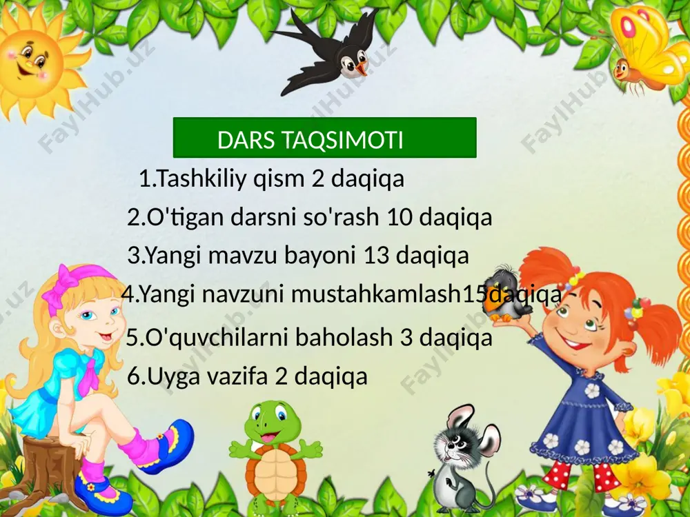 chi xavfli kasallik qo'zg'atuvchi tayoqchasimon bakteriya o'pka sili kasaligini qo'zg'atadi. sil ka- salligi sekin rivojlanadigon kasallik bakteryalar or- qali tez tarqaladigon xavfli kasalliklariga o'lat, vabo, kuydirgi kabi kasalliklar kiradi ularni ma'lum turdagi bokteriyalar keltirib chiqaradi. o'lat kasalligini keltirib chiqaradigon bokteriyalar sichqon, kalamushlarda yashaydigon burga tarqatadi. bakteriyalarning foydali jihatlari: -organik moddalarning parchalanishi, chirishini amalga oshiradi. yangi mavzuni mustahkamlash 1.prokariotlar deb qanday organizmlar aytiladi? 2.bokteriyalar qannday tuzilishga ega? 3.bokteriyalarning qanday foydali va zararli tomonlari bor? darsda faol qatnashganingiz uchun katta raxmat. ofarin,barakalla. uyga vazifa 4-paragrifni o'qing. mavzuda berilgan 17-sahifadagi savollarga javob yozing. e'tiboringiz uchun raxmat image1.jpeg image2.jpeg image3.jpeg image4.jpeg image5.jpeg image6.jpeg image7.jpeg image8.jpeg image9.jpeg image10.jpeg image11.jpeg image12.jpeg image13.jpeg image14.jpeg image15.jpeg image16.jpeg image17.jpeg image18.jpeg image19.jpeg image20.jpeg image21.jpeg image22.jpeg image23.jpeg image24.jpeg image25.jpeg image26.jpeg