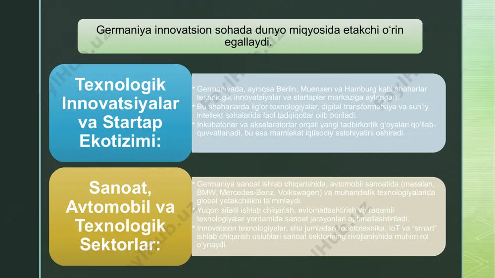 ivojlanishga e’tibor qaratiladi. raqamli transformatsiya: onlayn platformalar va e-tijorat tizimlari orqali mahsulotlarni global bozorda targ‘ib etish va sotish amalga oshiriladi. raqamli marketing, mahsulot shaxsiylashtirish va interaktiv mijoz tajribalari orqali iste’molchilar bilan samarali aloqa o‘rnatiladi. global ta’siri: dunyo bo‘ylab sportchilar, jamoalar va sport tadbirlariga homiylik orqali brendning global imiji mustahkamlanadi. adidas innovatsion yondashuvlari va ilg‘or texnologiyalari orqali sport sanoatida raqobatbardosh mahsulotlar taqdim etadi. adidas’ning strategik yondashuvi va kelajak rejalari ilmiy tadqiqot va r&d: adidas yangi mahsulotlar va texnologiyalarni ishlab chiqish uchun maxsus tadqiqot markazlari va laboratoriyalarni ishga tushiradi. ushbu faoliyat kompaniyaning sport kiyimlari va poyabzallarida innovatsion materiallar, dizayn va funksionallikni yanada rivojlantirishga xizmat qiladi. barqaror rivojlanish: kompaniya atrof-muhitga zarar keltirmaydigan ishlab chiqarish texnologiyalarini joriy etishga katta e’tibor beradi. qayta ishlangan va ekologik toza materiallardan foydalanish orqali adidas barqaror rivojlanish strategiyasini amalga oshiradi. raqamli integratsiya va bozor strategiyalari: raqamli transformatsiya, onlayn savdo va marketing platformalari orqali mijozlar bilan interaktiv aloqa o‘rnatiladi. mahsulotlarni …
