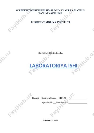 ko’p omilli ekonometrik tahlil laboratoriya ishi — DOCX
