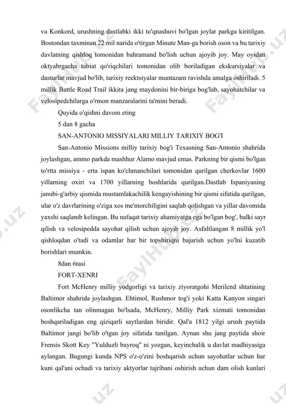 a imkon beradi. quyida o'qishni davom eting 7 dan 8 gacha yellowstone milliy bog'i yelloustunni hisobga olmaganda, milliy bog'larning har qanday turlarini yaratish qiyin. nps menyusidagi eng mashhur yo'nalishlardan biri bo'lgan bog 'yovvoyi hayoti va old faithful geyzer kabi ajoyib tabiiy diqqatga sazovor joylari bilan mashhur. yellowstone amerikaning boshqa milliy bog'larining ajdodlari bo'lgan va ba'zi odamlar uni dunyodagi birinchi haqiqiy milliy bog' deb bilishadi. yozda u ko'plab olomonni jalb qiladi, ba'zi geyzerlar va tabiiy joylarga boradigan yo'llar tirbandlikka olib keladi. ammo, boshqa milliy bog'larda bo'lgani kabi, kaltaklangan yo'ldan bir necha metr narida ham qadam tashlang, shunda siz o'zingizni yellouston kabi his qilasiz. 8 dan 8 gacha katta kanyon milliy bog'i agar aqshning taniqli tabiiy joyini tanlashni so'rashsa, ko'p odamlar grand canyon-ni tanlashadi. grand canyon national park tashrif buyuruvchilarga ushbu ulkan geografik xususiyatni yaqindan ko'rishga imkon beradi va har yili 4-5 million odam kilometr chuqurlikdagi darani tomosha qilish uchun keladi. yo'llar, …