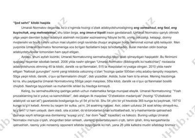 umarali normatovning "ijod sehri" kitobi — DOCX
