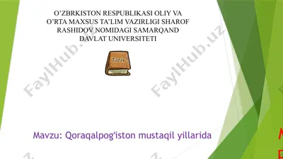 qoraqalpogʻiston mustaqil yillarida 2 — PPTX