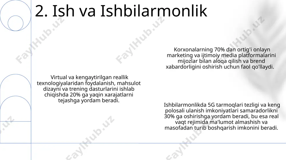 sog'liqni saqlash sohasidagi ommaviy axborot vositalari texnologiyalarining ta'sirini kuchaytiradi. 10. kundalik hayotda ommaviy axborot vositalarining texnologiyalari jahon sogʻliqni saqlash tashkiloti maʼlumotlariga koʻra, mobil ilovalar orqali sogʻlom turmush tarzini targʻib qilish va 30% ga yaqin odamlarda yomon odatlardan voz kechishga yordam beradigan salomatlik monitoringi dasturlari samaradorligi yuqori. sogʻliqni saqlash tizimlarida 100 mingdan ortiq bemor maʼlumotlarini saqlash va tahlil qilish imkonini beruvchi elektron tibbiyot kartalari texnologiyalari keng qoʻllanilmoqda, bu esa diagnostika va davolash samaradorligini oshirishga yordam beradi. teletibbiyot xizmatlari orqali 50% dan ortiq shifokorlar masofadan turib bemorlarga konsultatsiya berib, diagnostika va davolash jarayonlarini tezlashtirib, geografik chegaralarning ahamiyatini kamaytirmoqda. 11. sog'liqni saqlash va tibbiyot ijtimoiy tarmoq platformalarida, masalan, instagram yoki facebook'da, kuniga o'rtacha 500 million dan ortiq yangi post va hikoyalar joylashtiriladi, bu esa ulkan ma'lumot oqimini hosil qiladi. mobil qurilmalar orqali ijtimoiy tarmoqlarga kirish kuniga o'rtacha 2-3 soat vaqt sarflaydigan 18-35 yosh oralig'idagi foydalanuvchilar soni 70% dan oshadi. mobil qurilmalar orqali tarqatilayotgan …