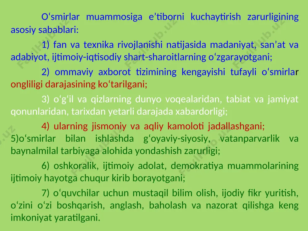 gini ta’kidlab, o‘smirda imkoniyat bilan talabchanlik o‘rtasidagi kelishmovchilik, o‘zini ko‘rsatishga moyillik va o‘z ichki dunyosiga qiziqishning namoyon bo‘lishi bilan tavsiflanishini asoslab berdilar. ayrim psixologlar biogenetik o‘sishning biologik omillariga, ya’ni jinsiy yetilishga alohida ahamiyat beradilar. ularning fikricha, o‘smirning psixik jihatdan inqirozga yetaklovchi, hayajonga soluvchi sub’ektiv ichki kechinmalari o‘g‘il va qizlarni tanholik psixologiyasiga tortar emish. o‘smir uchun xarakterli norozilik, qo‘pollik, qaysarlik, shafqatsizlik, tajanglik, ginaxonlik, tajovuzkorlik kabi illatlar jinsiy yetilishning mahsuli yangi tuyg‘ular, mayllar, kechinmalar o‘smir xatti-harakatida hukmron bo‘lib, uning xulq-atvorini boshqaradi deb tushuntirilmoqda. o‘smirlikning psixologik qiyofasi, holati, imkoniyati yagona sof biologik omilga bog‘iiq emasligi hammaga ayondir. amerikalik psixolog r.kulen o‘smirlik davri haqidagi biogenegik nazariyani qattiq tanqid qilib, o‘smirlik davri ijtimoiy-axloqiy kategoriyadir, degan g‘oyani ilgari suradi. ammo noto‘g‘ri nuqtai nazardan o‘smirlikni biologik va psixologik kategoriyadan tashqari deb hisoblaydi. r.kulenning fikricha, o‘smirlik davrida uchta asosiy ijtimoiy-axloqiy tamoyil mavjud bo’lib, ular emansipatsiya (kattalar ta’siridan qutulish) va mustaqillikka erishish, hayot yo’li va kasb-hunar tanlashga jiddiy munosabatda …