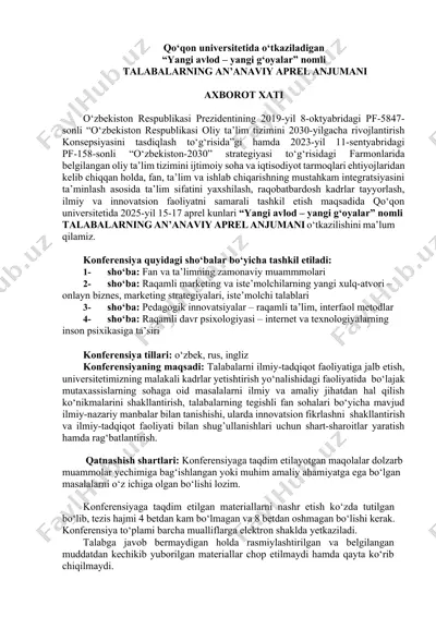 talabalarning an’anaviy aprel anjumani — DOCX