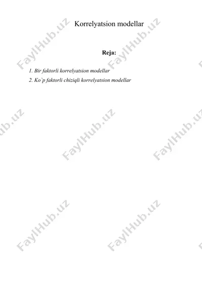 korrelyatsion modellar — DOC