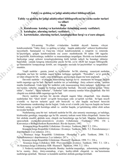 tabiiy va qishloq xo’jaligi adabiyotlari bibliografiyasi — DOCX