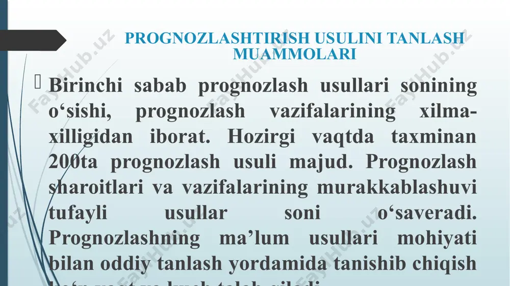 talabi va iste’moli uchun trend tenglamalarini tuzish va taxlil qilishda, shuningdek, ekonometrik modellarni tuzishda qo‘llaniladi. normativ prognozlarni ishlab chiqish normativ prognozlarni ishlab chiqishda tovar va xizmatlar iste’molining milliy normalari xaqida ma’lumotlarga ega bo‘lish kerak. nooziq-ovqat tovarlari va turli xizmatlar iste’moli normalarini shakllantirish qiyinroq, uning ustiga ular vaqt o‘tishi bilan sezilarli o‘zgaradi. ma’naviy ehtiyojlarni normalash yanada qiyinroq. ko‘pincha bu yo‘nalishdagi modellash chetlab o‘tiladi, faqat ekspert baxolari qoladi. umuman, asosli ijtimoiy prognozlash qidiruv va normativ usul va modellarning o‘zaro boglanishini talab qiladi, qidiruv strategik yondashuv kelgusi iste’mol strukturasi yana uzoq vaqt mavjud tendensiyalar, an’analar va odatlar bilan belgilanishini xisobga oladi. ilmiy-texnik prognozlash ilmiy-texnik prognozlashda qo‘rib chiqilgan barcha usullar qo‘llaniladi. moddiylashgan va avtonom texnologik jarayonning iqtisodiy o‘sishga umumiy ta’siri dinamik ishlab chiqarish funksiyalari yordamida baholanadi. prognozlash bosqichlariga qarab usullar o‘zgaradi. funksional tadqiqotlar prognozi funksional tadqiqotlar prognozi asosan ekspert baxolash, xususan, delfi usuli yordamida ishlab chiqiladi. amaliy tadqiqotlar bo‘yicha sof ekspert baxolariga prognozlashning kompleks …