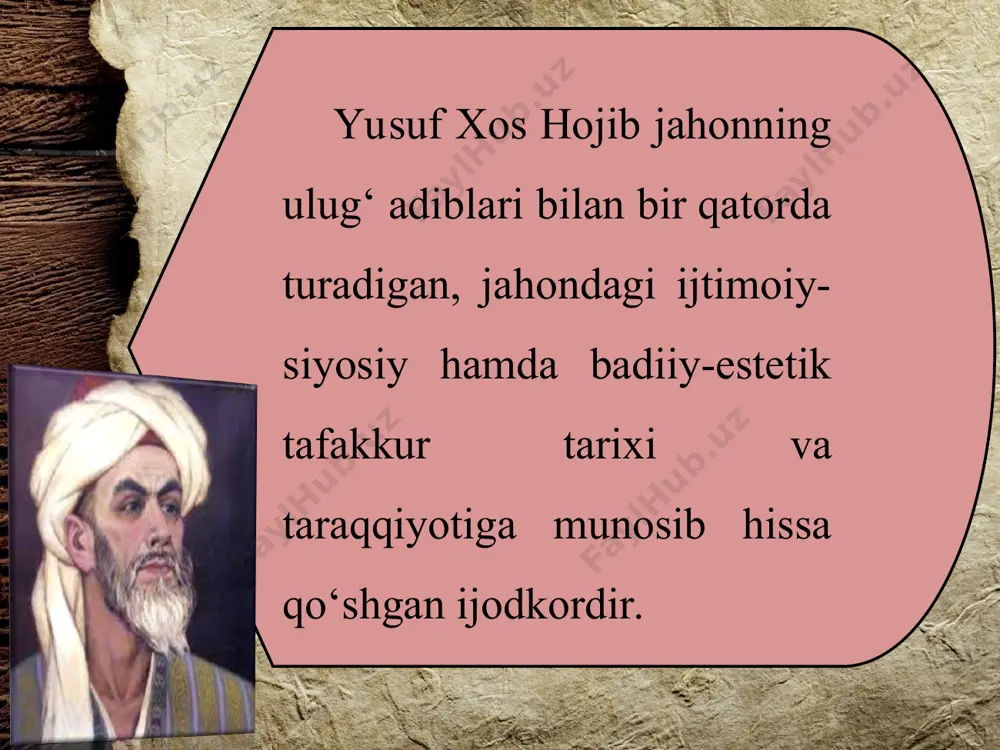‘rox onga tortiq qilinadi. buning evaziga esa u xos hojiblik lavozimi bilan taqdirlanadi. bular asard agi nasriy muqaddimada o‘z aksini topgan. yusuf xos hojib maqbarasi. koshg‘ar shahri