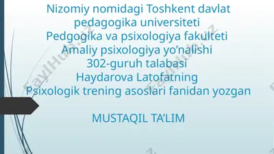 o‘z-o‘zingni anglagin va bilgin treninglari — PPTX