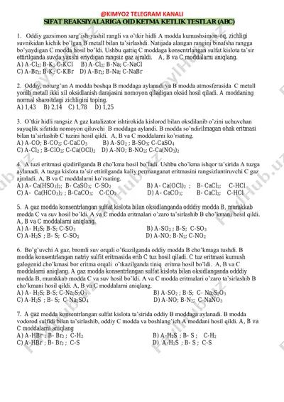 sifat reaksiyalariga oid ketma ketlik testlar (abc) — PDF