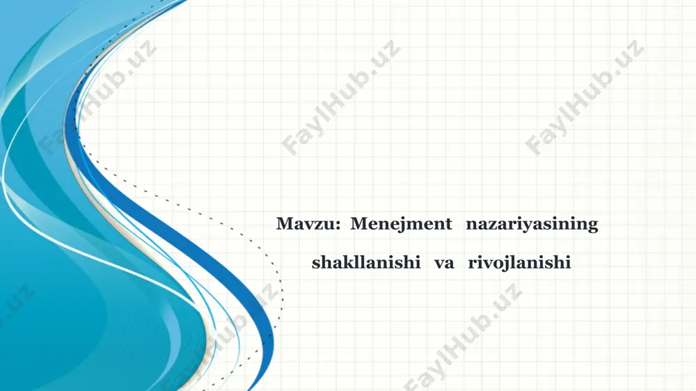 oshqarishning turli shakllarini tahlil qilish asosida boshqarishning universallik prinsipini tadqiq qildi. suqrot (eramizdan avv. 480—397-yillar). boshqaruv – bu umumiy ovqatlanish fanidir platon (eramizdan avvalgi 428—394-yillar) davlat boshqarish shakli klassifikatsiyasini yaratdi. dayte kratkiy obzor prezentatsii. opishite glavnuyu sut prezentatsii i obosnuyte ee vajnost. predstavte kajduyu iz osnovnix tem. chtobi predostavit slushatelyam orientir, mojno mojete povtoryat etot obzorniy slayd v xode prezentatsii, videlyaya temu, kotoraya budet obsujdatsya dalee. 7 aristotel boshqaruv – quldorlar tomonidan qullarni boshqarish san’ati. konfutsiy davlatni shafqat, sahovat ila boshqarish usulini yatargan. davlatni to’g’ri boshqarmoq uchun hukmdor-hukmdorligicha, amaldor – amaldorligicha, ota – otaligicha, o’g’il – o’g’illigicha qolmog’i lozim. dayte kratkiy obzor prezentatsii. opishite glavnuyu sut prezentatsii i obosnuyte ee vajnost. predstavte kajduyu iz osnovnix tem. chtobi predostavit slushatelyam orientir, mojno mojete povtoryat etot obzorniy slayd v xode prezentatsii, videlyaya temu, kotoraya budet obsujdatsya dalee. 9 boshqaruvda jamiyat aholisini uch guruhga ajratgan: abu ali ibn sino (980-1037) dayte kratkiy obzor …