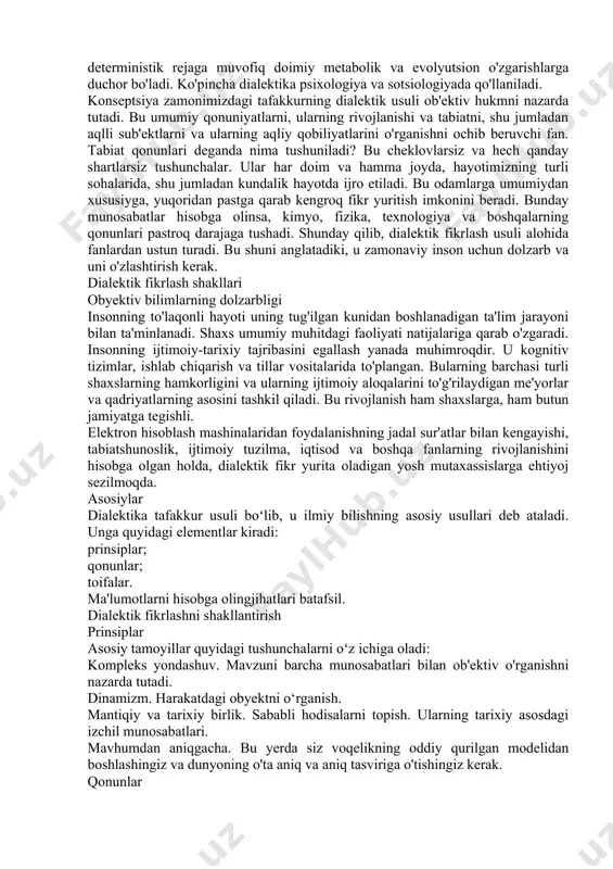 a shakldir. bunday ekzotik tushuncha evropaliklarga unchalik tanish emas edi. shunga qaramay, u nazariy jihatdan asoslab berildi va mutafakkirlar tomonidan asosli asosni topish uchun yaratildi, uning yakuniy maqsadi fikrlashning o'zaro aniqlanishi mumkin bo'lgan toifalarini izlashdir. har bir mamlakatda biz muhokama qilgan kontseptsiya har xil xususiyatga ega edi. shuning uchun dialektik tafakkur shakllari ham o`zgarishlarga uchradi. masalan, marksizmda u doimo harakatda bo`lgan va o`z-o`zidan rivojlanib boruvchi materiyaning shakllanishidagi qonuniyatlarning aks ettiruvchisi sifatida taqdim etilgan. karl marksning materialistik dialektikaga bo'lgan qarashi u o'z asarida bayon qilgan tushunchalarga qarama-qarshidir. hegel. uning falsafasida u bir xulosadan boshqa xulosaga o'tishni nazarda tutadi, unda bu ta'riflar cheklangan va bir tomonlama bo'lib, ular o'zlarini inkor etadilar. sssrda faqat materialistik fikrlashga ruxsat berilgan, dialektikaning boshqa shakllariga katta shubha bilan munosabatda bo'lgan. sovet ittifoqi parchalanganidan keyin u, aksincha, o'z ahamiyatini yo'qotdi. garchi ba'zi mualliflar materialistik shaklni ijobiy baholashgan. falsafada dialektik tafakkur materialistik dialektika ba'zi zamonaviy faylasuflar bu fikrlash tarziga …