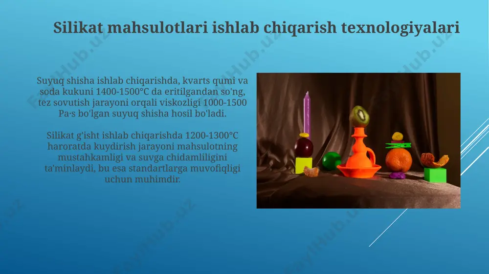 ilikat mahsulotlarining nanotexnologiyalar yordamida o‘zgartirilishi ularning mustahkamligini 20% va issiqlik izolatsiyasini 15% ga oshiradi. e'tiboringiz uchun rahmat @taqdimot_robot image1.jpg image2.jpg image3.jpg image4.jpg image5.jpg image6.jpg image7.jpg image8.jpg image9.jpg