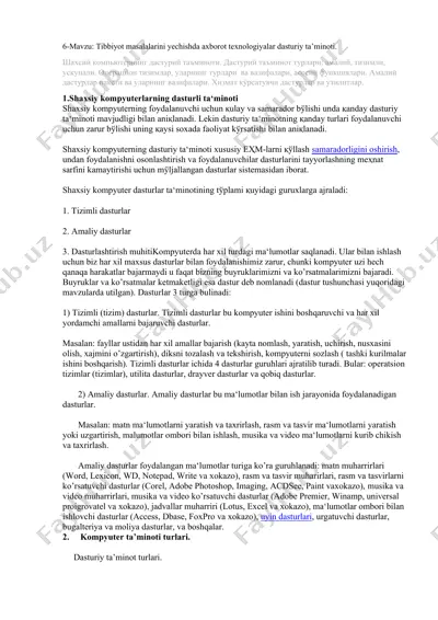 shaxsiy kompyuterlarning dasturli ta‘minoti — DOC