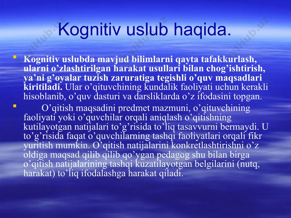 amalga oshadi. bu erda shaxsning faolligini inkor qilmaymiz. mavjud, tayyor bilimlarni o`zlashtirish boladan fikriy zur berish, ijodiy ishlash, yangilik ochishni taqoza qiladi. aks holda o`zlashtirilgan bilim yuzaki, mexanistik bo`lib qoladi. analiz (tahlil) va sintez. analiz-narsani( buyumlarni, hodisalarni, jarayonni) tarkibiy elementlarga, qismlarga yoki tarkibiy belgilarga bo’lish demakdir. analiz jarayonida butunning uning qismlariga uning elementlariga bo’lgan munosabati aniqlanadi. biror moddiy narsani uning moddiy elementlariga ajratib bo’lish eng oddiy shakldagi analizdir. stolni ayrim qismlarga bo’lish- uning oyoqlarini, yashiklarini va boshqa shu kabilarni bir-biridan ajratib olish mumkin. kimyogar suvni vodorod bilan kislorodga ajratib yuboradi. mana shu hollarning hammasida analiz narsalar va hodisalar bilan qilinadigan ish-harakatlarda ifodalanishi mumkin. psixologiyani o’rganayotgan vaqtimizda biz har bir psixik hodisani bir-biri bilan taqqoslabgina qolmasdan, balki, shu bilan birga analiz ham qilamiz. o’qish mashg’uloti vaqtida tafakkurning analiz qilish faoliyati kata o’rin tutadi. chunonchi, savod o’rgatish, odatda, nutqni analiz qilishdan:gapni so’zlarga, so’zni bo’g’inlarga, bo’g’inlarni harflarga, harflarni tovushlarga ajratishdan boshlanadi. matematik masalani …