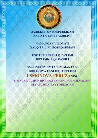 mevalar mavzusidagi biologiya darsi — DOCX