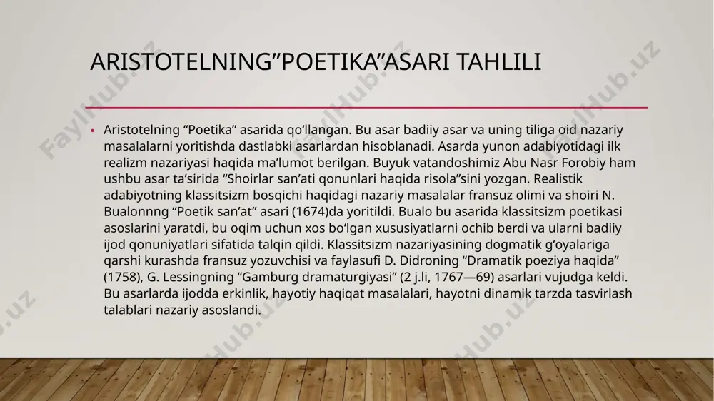 a e’tirof etadi. “mezon ul-avzon” o‘zidan keyin turkiy tilda boburning “risolai aruz” asari yaratilishi uchun zamin hozirladi, xix asrda furqatning “ilmi she’rning qoidai avzonini bayoni” dastxatiga asos bo‘ldi. boburning “muhtasar”asari tahlili muxtasar” — zahiriddin muhammad boburning aruz vazni nazariyasi haqidagi asari (taxminan 1525—1523). manbalarda “mufassal”, “risolayi aruz” deb ham yuritiladi. unda aruz vaznidagi barcha yutuq va kamchiliklar koʻrsatilgan. bobur aruzning baʼzi noaniq masalalariga aniqlik kiritdi va uni yangi fikrlar bilan boyitdi, oʻzbek, arab, fors aruzlarini bir-biri bilan qiyoslab, aruz vaznining 248 turini aniqladi. bobur aruzda zihoflar sonini 46 taga yetkazdi. u taqteʼ bobida eski oʻzbek tili fonetik meʼyorlari asosida navoiyning “mezon ul-avzon”ida ishlab chiqilgan aruzning qonun-qoidalarini tizimga solib, baʼzi bahrlar orasida oʻxshashliklar topdi. boburning “muhtasar “asari tahlili asarda qoʻshiqlarning tarxoniy, turkiy, oʻlang, shuningdek, tuyuq va uning rang-barang turlari haqida yangi fikrlar aytilgan. bobur bu asari bilan oʻzbek sheʼriyatida qoʻllanadigan aruz bahrlarining koʻp yangi vazn, zihof va farʼlarini aniqladi. “mezon ul-avzon”da …