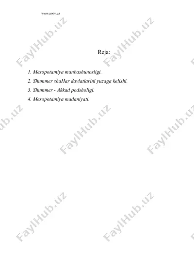 qadimgi mеsopotamiya. (akkad va shumеr davlati) — DOC