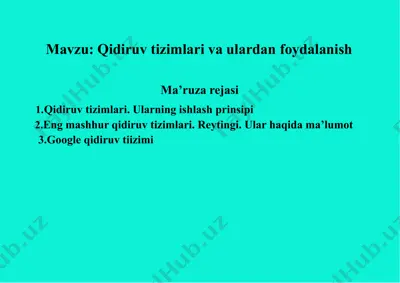qidiruv tizimlari va ulardanfoydalanish — PPTX