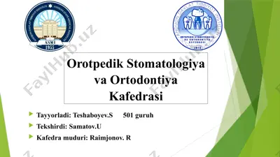 ortopedik stomatologiya va ortodontiyva kafedrasi 2014 — PPTX