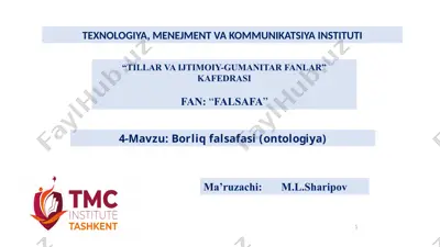 borliq falsafasi (ontologiya) — PPTX