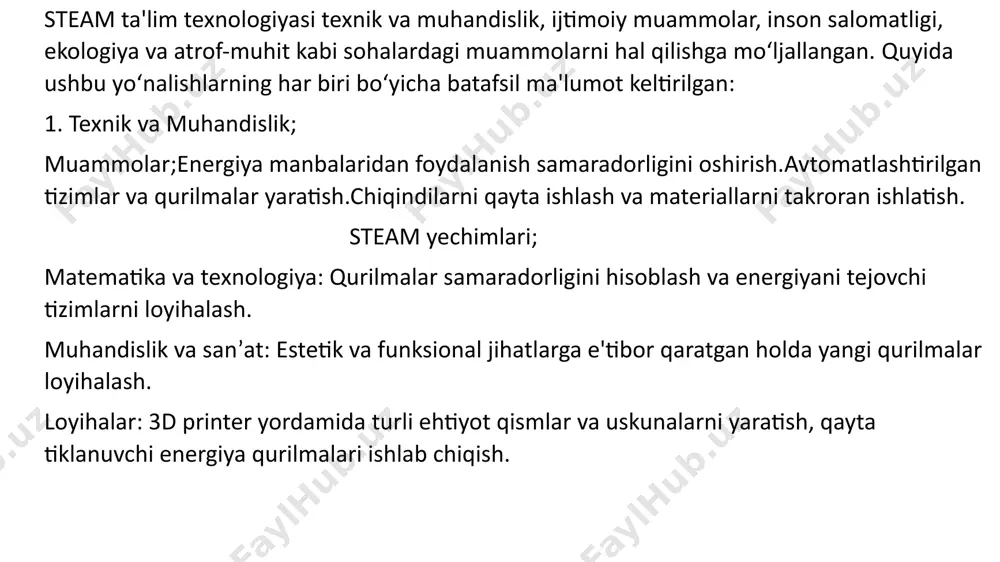 bolalar rivojlanishining tubdan yangi darajasini ta’minlaydi. o‘z-o‘ziga ishonchni shakllantirish. bu yondashuvda bolalar o‘z qo‘llari bilan yaratgan ko‘prik va yo‘llar, samolyotlar va avtomobillarni “ishga tushirib”, suv osti va havo tuzilmalarini “rivojlantirib”, sinovdan o‘tkazib, har safar ular maqsadga yaqinlashib borishadi. yaxshi natija bermagan “mahsulot”ni qayta-qayta sinovdan o‘tkazib, takomillashtirib borishadi. natijada barcha muammolarni o‘zi hal qilish, maqsadga erishish bolalar uchun ilhom, g‘alaba, adrenalin va quvonch olib keladi. har bir g‘alaba, o‘zlarining qobiliyatlariga ko‘proq ishonch uyg‘otadi. faol muloqot va jamoaviy ishni tashkil etishni o‘rgatadi. steam dasturlari ham faol muloqot va guruh bo‘lib ishlashni o‘rgatishi bilan ajralib turadi. muhokama bosqichida bolalar fikr bildirishga qo‘rqmaslikka o‘rganadilar. faoliyatlar jarayonida bolalar frontal usulda stol atrofida o‘tirmaydi, o‘zlarining dizaynlari asosidagi “mahsulot”larni sinovdan o‘tkazadi va rivojlantiradi. faoliyatjarayonida bolalar hamma vaqt hamkorlikni ta’minlaydigan jamoada tarbiyachilar va ularning do‘stlari bilan muloqot qilish bilan band bo‘lishadi. maktabgacha ta’limda steam ta’lim texnologiyasidan foydalanish zaruriyati. ko‘pgina mamlakatlarda steam-ta’lim ba’zi sabablarga ko‘ra ustuvor ahamiyatga ega: yaqin …