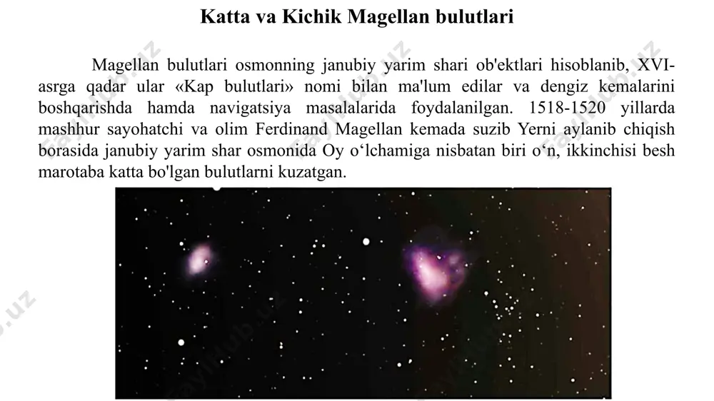 ktikalaming vakili «kentavr a» esa, bizning galaktikamizdan taxminan 4 mpk masofada yotadi. ulaming radionurlanishlari noissiqlik xarakter kasb etib, magnit maydonlarida relativistik (yorug‘lik tezligiga yaqin tezliklar bilan harakatlanuvchi) elektronlarning keskin tormozlanishi oqibatida vujudga kelgan nurlanishlari bilan tushuntiriladi. kvazarlar radiodiapazonda burchak o‘lchami 1'' va undan kichik, biroq juda katta quvvat bilan nurlanadigan, galaktikamizdan tashqi - eng uzoqda joylashgan yulduzga o‘xshash obyektlardan biri kvazarlar deb ataluvchi obyektlardir. birinchi kvazar 1963-yilda 13-yulduz kattaligidagi bizga eng yaqin (~630 mln mpk) radioobyekt sifatida sunbula yulduz turkumida topilib, u 3-kembrij katalogida 3c273 nom bilan qayd etildi. barcha diapazondagi uning nurlanish quvvati 1046 - 1047 erg/s teng. savol va topshiriqlar: 1. qaysi tashqi galaktika birinchi bo’lib kashf etilgan? 2. tashqi galaktikalargacha masofalar qanday yo’l bilan aniqlanadi? 3. tashqi galaktikalaming qanday sinflarini bilasiz? 4. galaktikalarning spektrlari ulaming sinfiga bog’liqmi? 5. radiosalaktikalar deb qanday galaktikalarga aytiladi? 6. kvazarlar qaysi diapazonda katta quvvat bilan nurlanuvchi obyektlar hisoblanadi? rasmli keys. bu keys …