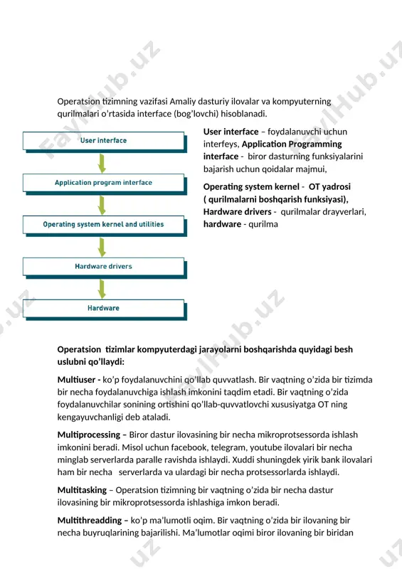 or, doimiy xotira, tezkor hotira, tarmoq kartasi)ni virtual shaklda taqdim etadi (hypervisor), yani har bir foydalanuvchi provayder tomonidan berilgan virtual mashinada ish olib boradi. foydalanuvchi ushbu virtual mashinada o’rnatilagan operatsion tizimni va amaliy dasturlarni boshqarish imkoniga ega lekin qurilmalarni boshqarish huquqiga ega emas. paas – platform as a service – kompyuter platformasini hizmat sifatida taqdim etish. ushbu hizmat modelida provayder kompyuter qurilmalari, amaliy dasturlar va infratuzilma yani serverlar, tarmoq, xotira qurilmalari, operatsion tizim, ma’lumotlar ombori va dasturlash vositalarini taqdim etadi. amazon web services (aws), google cloud, ibm cloud and microsoft azure topshiriqlar: 1. virtual mashina nima? uning qanday turlari mavjud? ularning farqlari – afzalliklari va kamchiliklari? 2. hypervisorlar (virtualizatsiya) qanday ishlaydi? 3. xen hypervisor 4. oracle virtualbox 5. kvm 6. vmware esx/esxi 7. hyper-v 8. openstack 9. apache cloudstack 10. open nebula 11. linux containerlar 12. linux cgroups 13. linux namespaces 14. amazon web servise 15. google cloud 16. ibm …