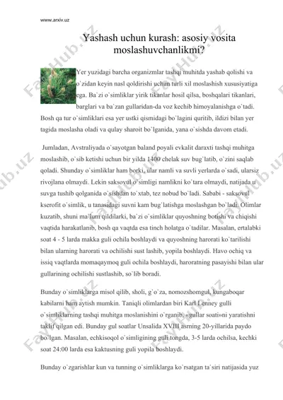 yashash uchun kurash — DOCX