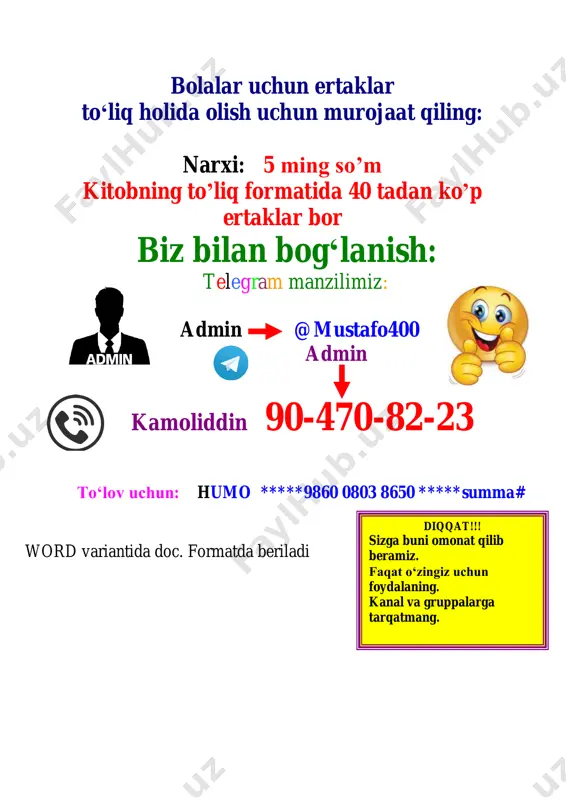 ngligidan suvosti dunyosining o‘simlig-u jonivorlari xotirjam maktabga, ishga qatnar ekan. uch opa-singil jahl, g‘azab nimaligini bilmas, shuning uchun atrofdagilar bir- birini ularning ismi bilan duo qilgani qilgan ekan: – shahding, qudrating amudaryoday bo‘lsin, sirdaryoday uyingga baraka kirsin, zarafshonday shonli, shavkatli bo‘lgin! o‘zlariga qiyosan qilingan duolar opa-singil daryolarga juda ham yoqarkan. ular shu bois ham o‘z ahdlaridan qaytmay, zavqlanib naf keltirishda davom etishibdi. olis-olislarda o‘z qavmdoshlari o‘zanidan toshib, haddidan oshib, toshqinlarga sababchi bo‘lib odamlarning, tabiatning umriga zomin bo‘lishganini eshitishsa, qattiq xafa bo‘lisharkan. uch opa-singil ko‘nglining ochiqligi, saxiyligi, yaxshilikdan tolmasligi, g‘azab va qahrdan yiroqligi bois kundan kunga yasharib, umri uzayaveribdi. ular bilan do‘st bo‘lib yashayotgan odamlar esa hali ham farzandlariga amudaryo, sirdaryo, zarafshon degan ismlarni qo‘yib, daryolarni farzandlariga qo‘shib suyarkanlar. amudaryo, sirdaryo, zarafshon esa toza qalbini ona zaminga qo‘yib, olis-olis masofalarga oqishdan tolmay elga xizmatda ekan. cho‘pon yigitcha bor ekanda yo‘q ekan, bir cho‘pon yigitcha bor ekan. uning har qanday savollarga bergan …