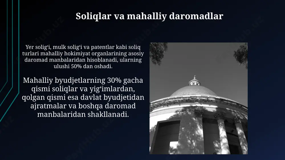byudjet mablag'larining samarasiz sarflanishiga olib keladi. mahalliy hokimiyatlarning 30% byudjeti ta'limga, 20% esa infratuzilmaga sarflanadi, ammo bu ko'rsatkichlar mintaqalarga qarab farq qilishi mumkin. innovatsiyalar va texnologiyalar mahalliy hukumatlardagi elektron hukumat tizimlari fuqarolarning 30% gacha murojaatlarini onlayn tarzda qabul qilish va javob berish imkoniyatini yaratadi, bu esa vaqt va resurslarni 20% ga tejaydi. yaqin 5 yil ichida mahalliy darajadagi 100 tadan ortiq davlat xizmatlarini raqamli platforma orqali taqdim etish rejalashtirilgan bo'lib, bu fuqarolarning qoniqishini 15% oshiradi. kelajakdagi istiqbollar aholi sonining o'sishi va shaharlashuv jarayonini hisobga olgan holda, kelgusi 10 yilda mahalliy infratuzilmani rivojlantirish uchun kamida 5 milliard dollar sarmoya kiritish rejalashtirilgan. ma'muriy islohotlar natijasida 2025 yilga qadar mahalliy hokimiyat organlarining samaradorligi 30% ga oshishi va fuqarolarning ishtirokini kuchaytirish kutilmoqda. mahalliy investitsiyalar mahalliy investitsiyalarni jalb qilishda davlat-xususiy sheriklik (dpsh) mexanizmlaridan foydalanish 2023 yilda 30% ga oshdi, bu esa 500 million aqsh dollaridan ortiq mablag'ni jalb qilish imkonini berdi. kichik biznes va tadbirkorlikni …