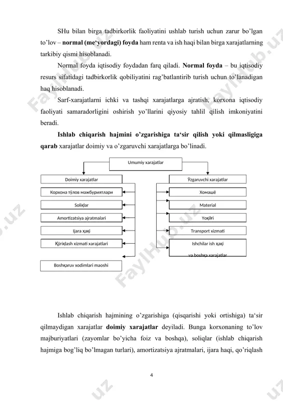 rligi ishlab chiqarish xarajatlarining o’sishiga olib kelishi mumkin. firmalar faoliyati yiriklashib, kengayib borish, firmaning faoliyatini samarali nazorat qilish va muvofiqlashtirishga harakat qilish va uni boshqarishda qiyinchiliklarni kamaytirib chiqaradi. o’rtacha hajmdagi korxonada bitta yagona boshqaruvchi uning faoliyatiga doir barcha muhim qarorlarni shaxsan o’zi qabul qiladi, shu boshqaruvchi barcha ishlab chiqarish jarayonini tezlik bilan tahlil qilishi, ular asosida aniq va samarali qaror chiqara oladi. firma miqyosini kengayishi bilan bunday holat o’zgaradi. buning natijasida ma‘muriy xodimlar va ishlab chiqarish jarayonini alohidalashtiruvchi boshqaruv qatlamlari ko’payib boradi, yuqori rahbariyat korxonadagi haqiqiy ishlab chiqarish jarayonidan alohidalashib qoladi yirik korxona miqyosida oqilona qaror qabul qilish uchun zarur bo’lgan barcha ma‘lumotlarni yig’ish, tushunish va qayta ishlash bir kishi uchun imkon darajasidan tashqarida bo’ladi. boshqaruv apparatining chuqurlashuvi va kengayishi esa axborot almashishuvi, qarorlarni muvofiqlashtirishdagi muammolarni hamda byurokratik holatni keltirib chiqaradi, boshqaruvning turli bo’g’inlari tomonidan qabul qilingan qarorlar bir-biriga zid kelish ehtimoli kuchayadi. natijada samaradorlikka putur yetib, ishlab chiqarishning o’rtacha …